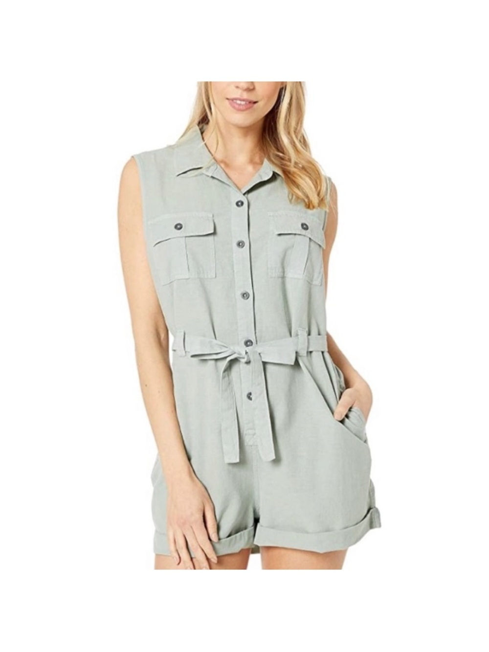 O'Neill Sleeveless Utility Romper in Sage
